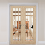 Oak Langdale Clear Glass Rebated Internal Door Pair Green Tree Doors