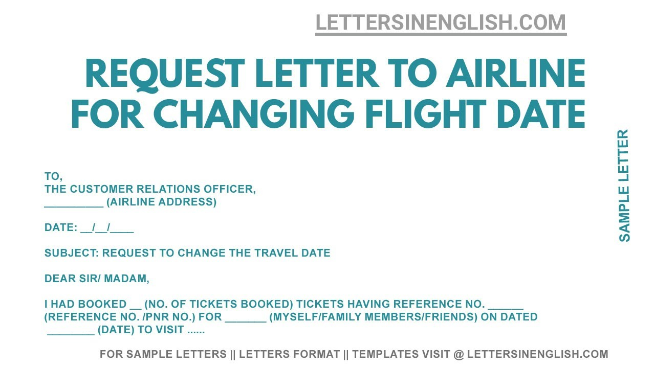 Request Letter To Airline Reschedule Flight Ticket YouTube