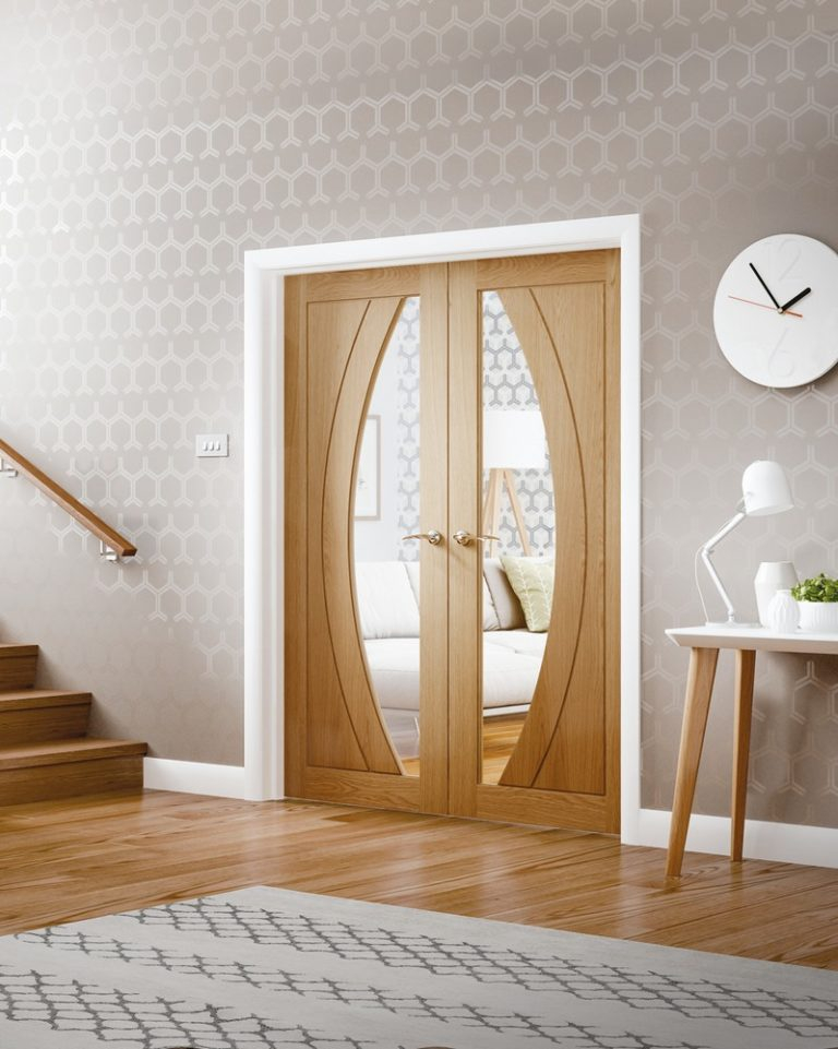 Salerno Internal Oak Rebated Door Pair With Clear Glass The Wooden