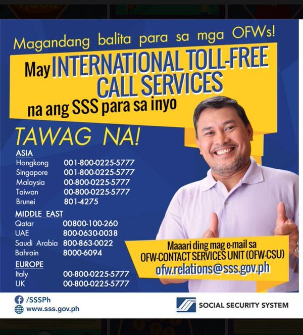 SSS Domestic And International Toll Free Hotline Telephone Numbers 